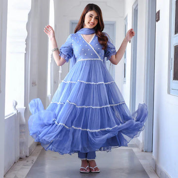 Anarkali Suit Set & Pant With Dupatta