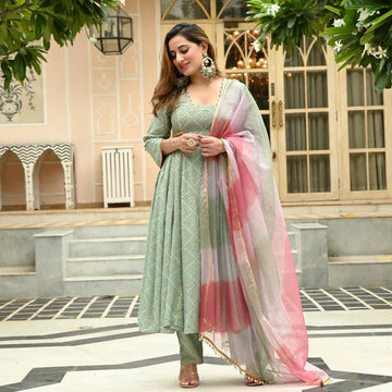 Anarkali Suit Set & Pant With Dupatta