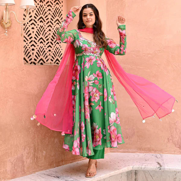 Anarkali Suit Set & Pant With Dupatta
