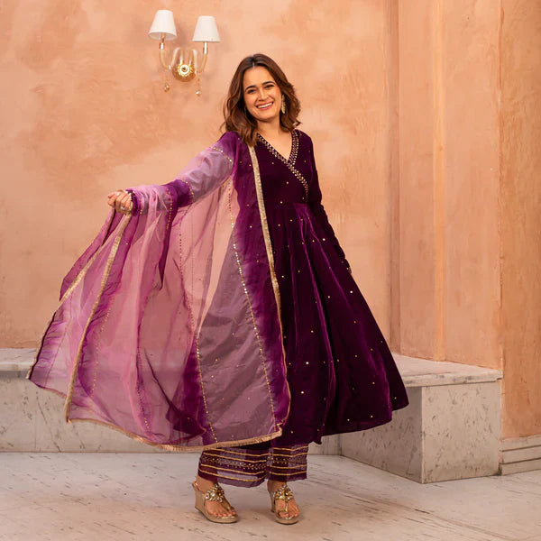 Anarkali Suit Set & Pant With Dupatta